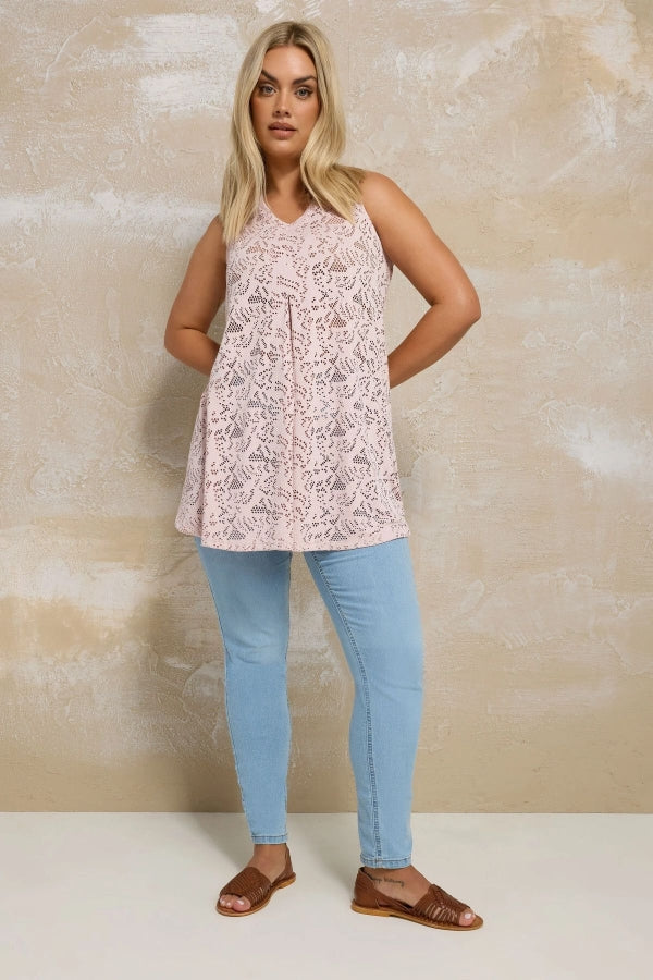 Büyük Beden V Yaka Sıfır Kol Astarsız Dantel Bluz 304103 Vervegrand