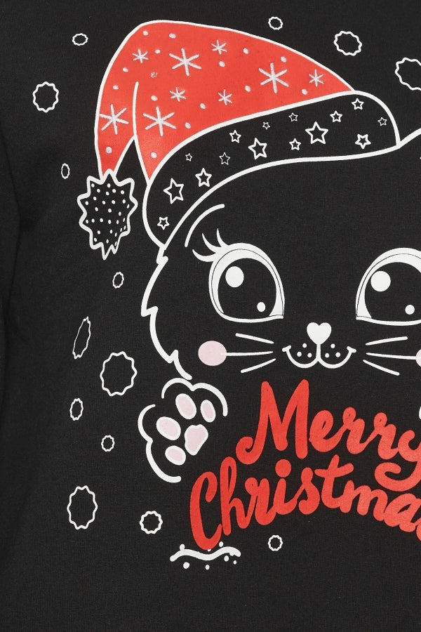 Vervegrand büyük beden kedi tasarımlı uzun kollu sweatshirt