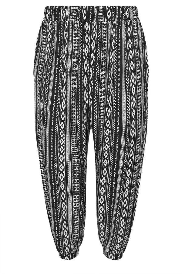 Büyük Beden Beli Lastikli Cepli Desenli Şalvar Pantolon 145265 Vervegrand