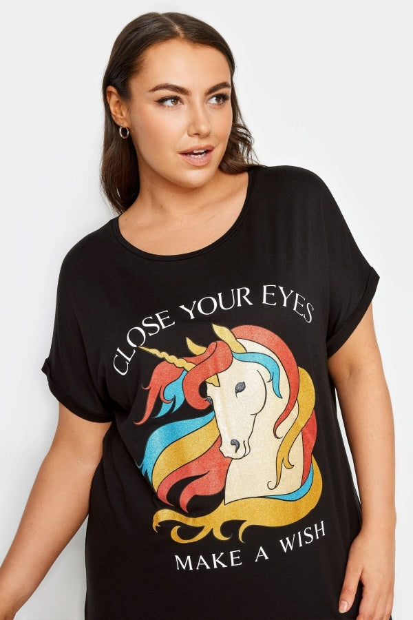 Büyük Beden Bisiklet Yaka Kısa Kollu Baskılı T-shirt 302847 Vervegrand