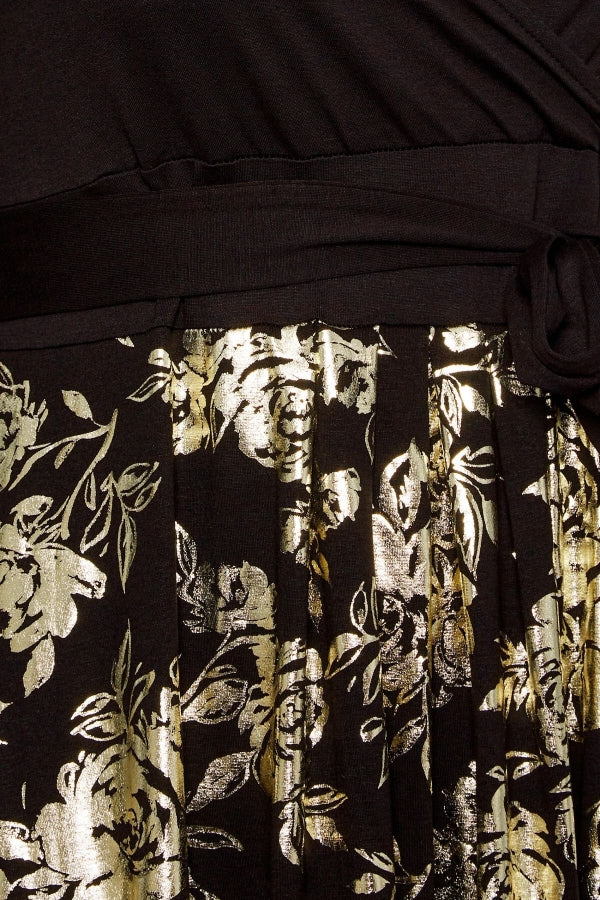 Büyük Beden V Yaka Fakir Kol Parlak Etekli Kuşaklı Elbise 301807 Vervegrand