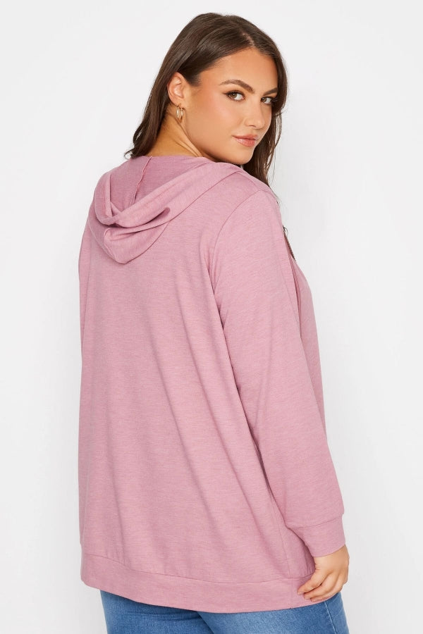 Büyük Beden Boydan Fermuarlı Kapüşonlu Uzun Kollu Sweatshirt 173420 Vervegrand