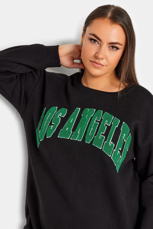 Büyük Beden Bisiklet Yaka Uzun Kollu Baskılı Sweatshirt 302685 Vervegrand