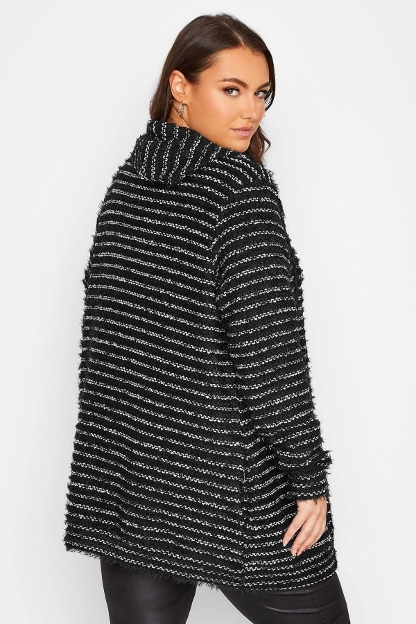 Büyük Beden Kapüşonlu Fermuar Kapamalı Midi Boy Triko Hırka 301688 Vervegrand