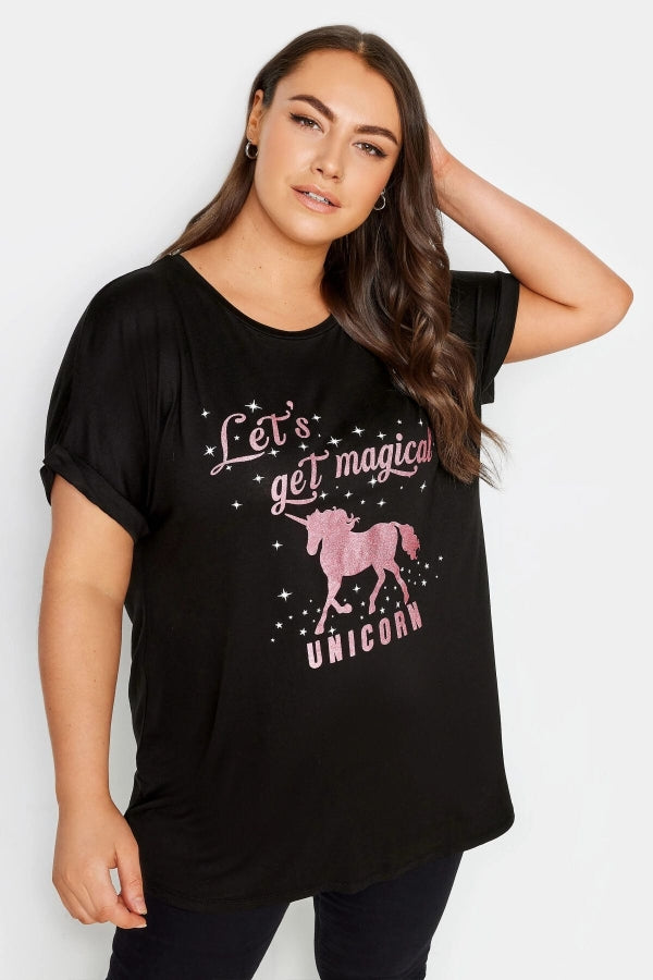 Büyük Beden Bisiklet Yaka Kısa Kollu Metalik Baskılı T-shirt 302849 Vervegrand