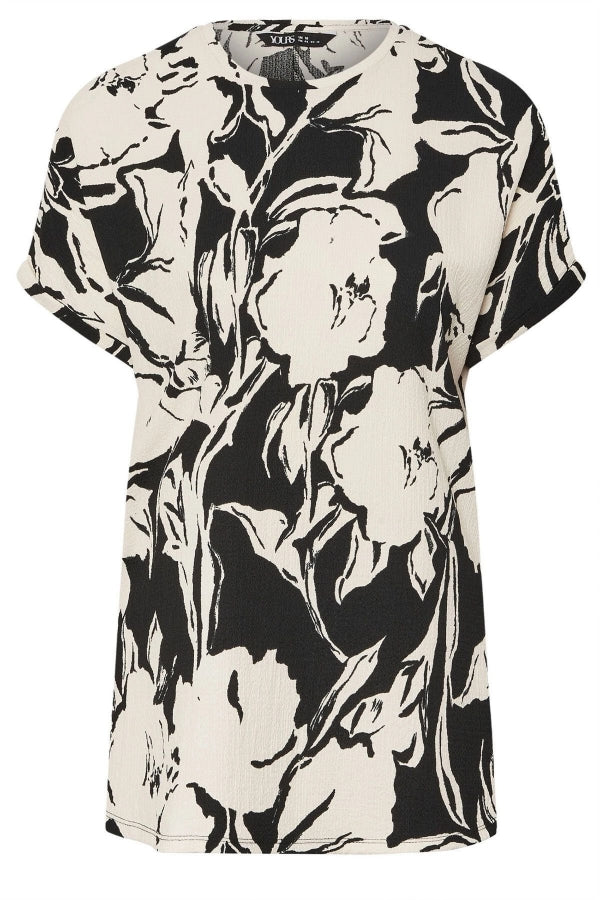 Büyük Beden Bisiklet Yaka Bürümcük Kumaş Baskılı T-shirt 304115 Vervegrand