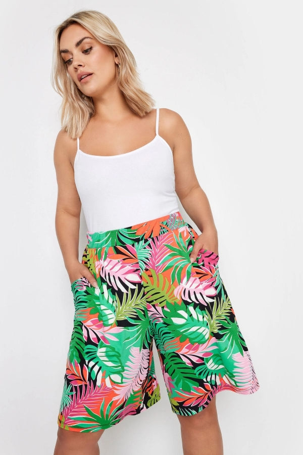 Büyük Beden Beli Lastikli Desenli Bol Kesim Likralı Şort 145100 Vervegrand