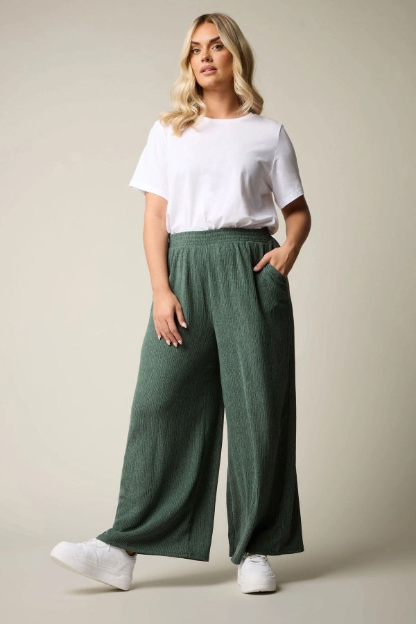 Büyük Beden Beli Lastikli Bol Paça Cepli Pantolon 304010 Vervegrand