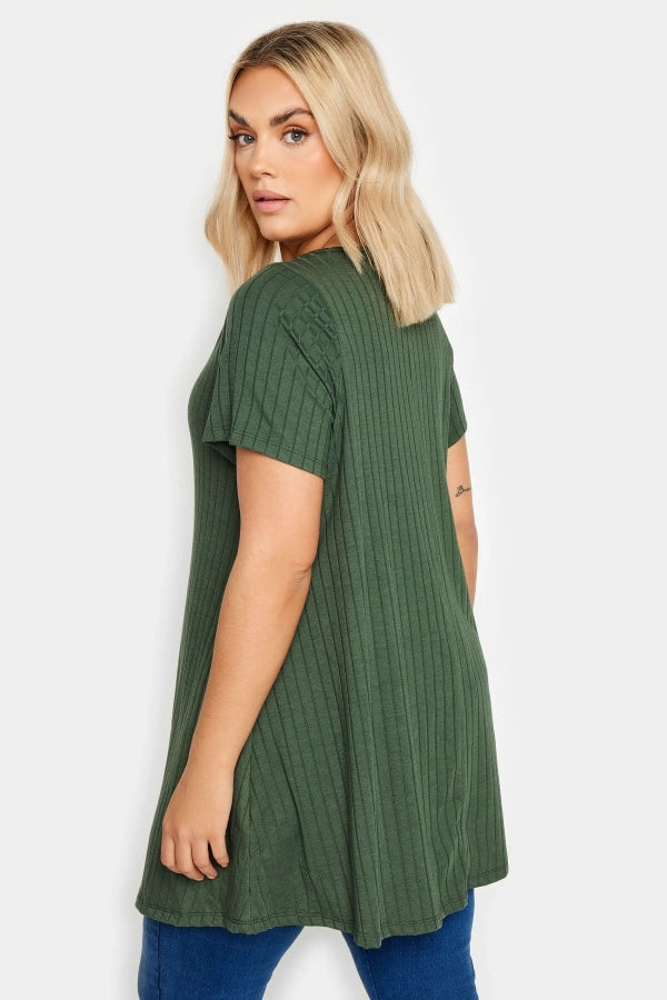 Büyük Beden Bisiklet Yaka Kısa Kollu Fitilli Bluz 303257 Vervegrand