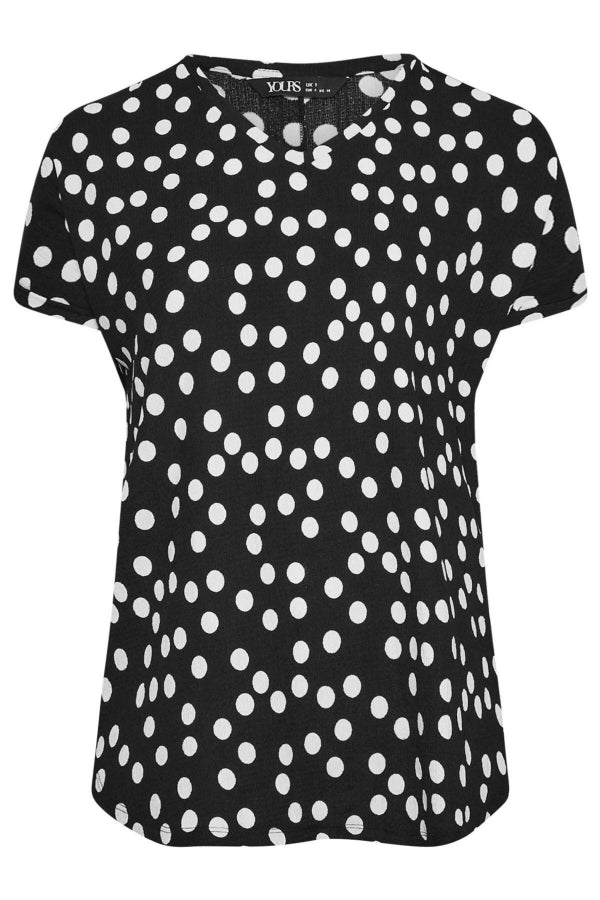 Büyük Beden V Yaka Kısa Kollu Puantiye Desenli Bluz 303496 Vervegrand