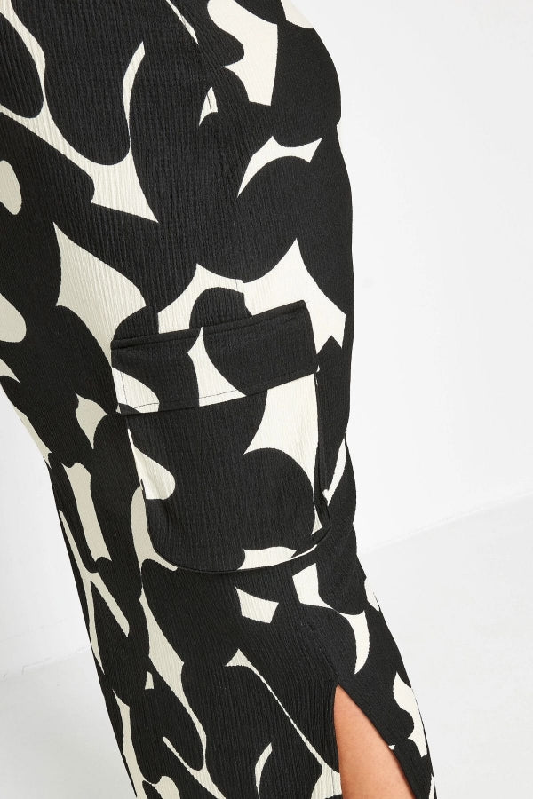 Büyük Beden Beli Lastikli Yanları Cep Detaylı Yırtmaçlı Desenli Etek 160296 Vervegrand