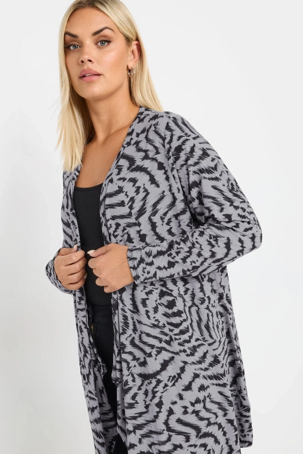 Büyük Beden Önü Kapamasız Uzun Kollu Asimetrik Kesim İnce Hırka 303692 Vervegrand