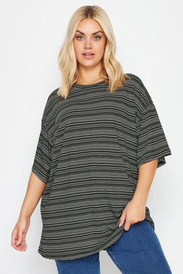 Büyük Beden Bisiklet Yaka Yarım Kollu Uzun Kesim T-shirt 302549 Vervegrand