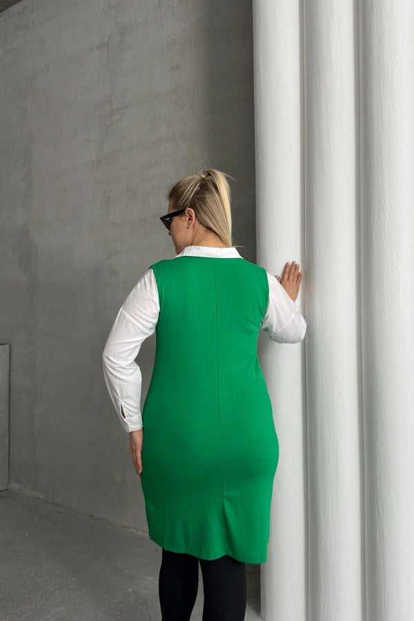 Büyük Beden Sıfır Kol Önü Düğmeli Cep Görünümlü Hırka 300860 Vervegrand