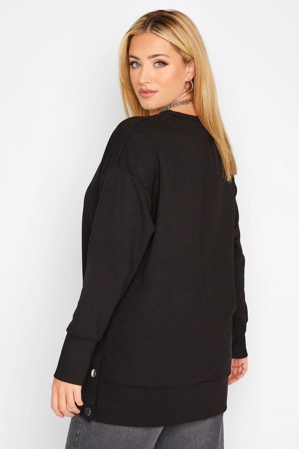 Büyük Beden Bisiklet Yaka Yanları Çıt Çıt Detaylı Sweatshirt 301173 Vervegrand