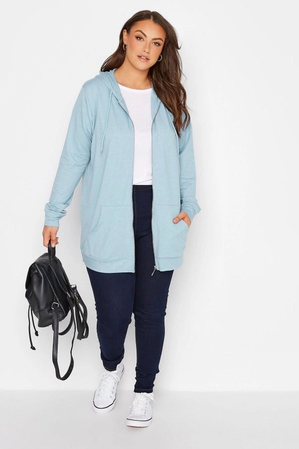 Büyük Beden Boydan Fermuarlı Cepli Uzun Kollu Kapüşonlu Sweatshirt 173417 Vervegrand