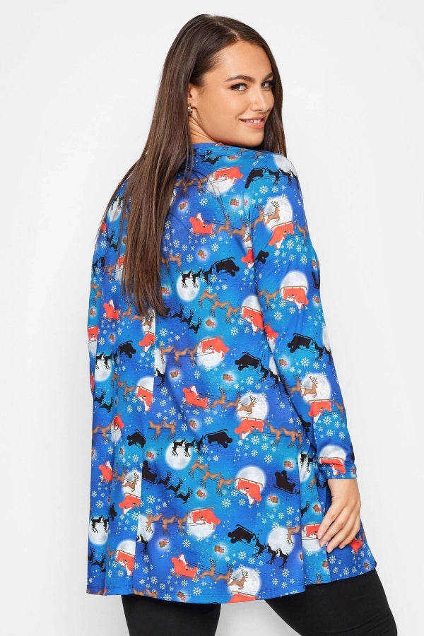 Vervegrand büyük beden esnek jersey kumaş yılbaşı bluzu