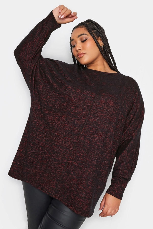 Büyük Beden Önü Dikiş Detaylı Yumuşak Dokulu Örme Bluz 302605 Vervegrand