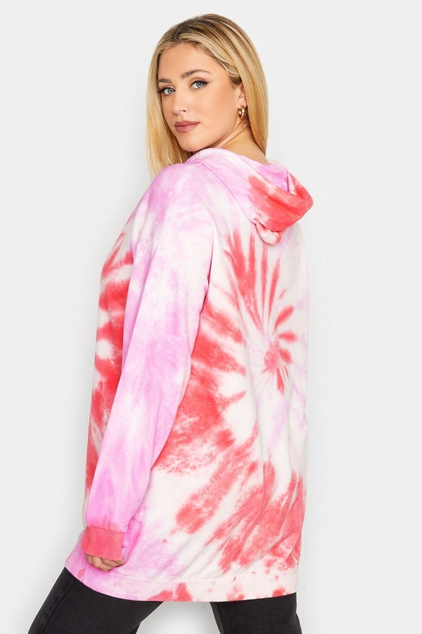 Büyük Beden Batik Desen Uzun Kollu Kapüşonlu Sweatshirt 301590 Vervegrand