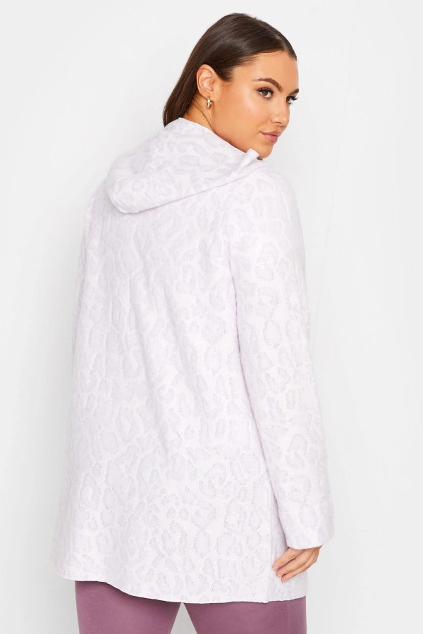 Büyük Beden Kapüşonlu Önü Kapamasız Cepli Desenli Suni Kürk Ceket 301663 Vervegrand