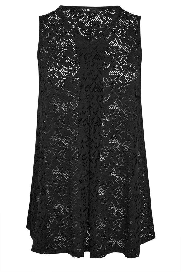 Büyük Beden V Yaka Sıfır Kol Astarsız Dantel Bluz 304101 Vervegrand