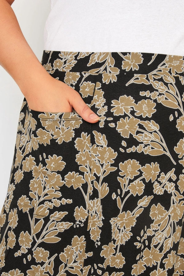 Büyük Beden Önü Çift Cepli Beli Lastikli Maxi Boy Etek 302287 Vervegrand