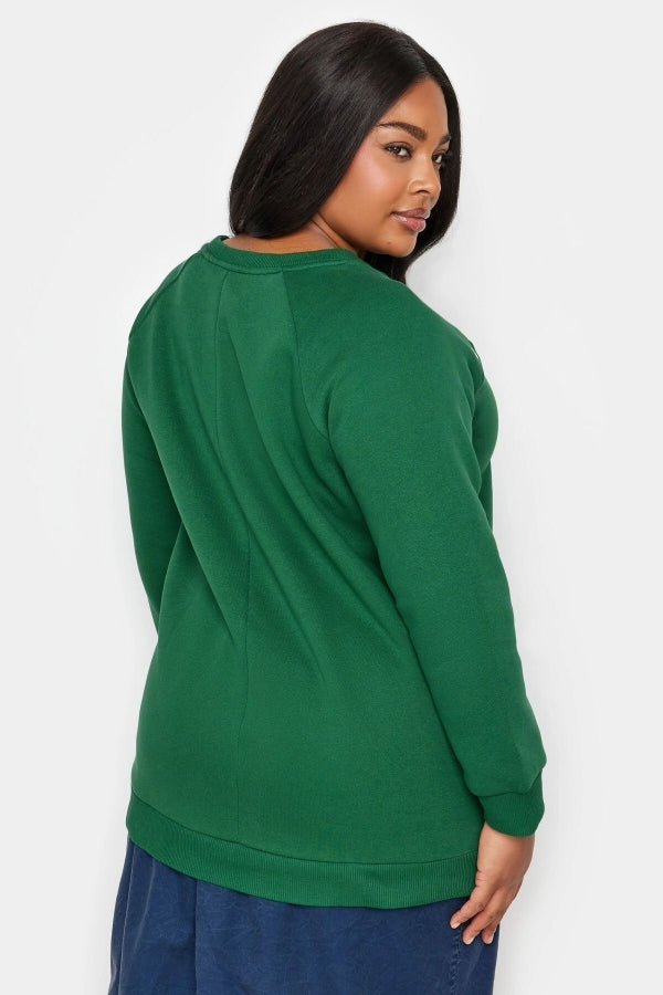 Büyük Beden Bisiklet Yaka Kuşgözü Detaylı Uzun Kollu Sweatshirt 302832 Vervegrand