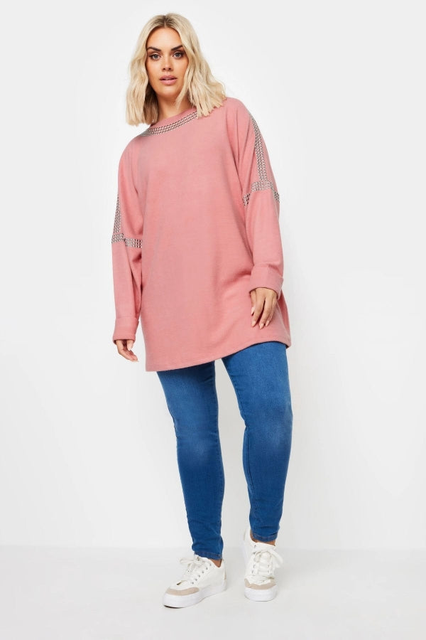 Büyük Beden Bisiklet Yaka Uzun Kollu Zımba Detaylı Kazak 303074 Vervegrand