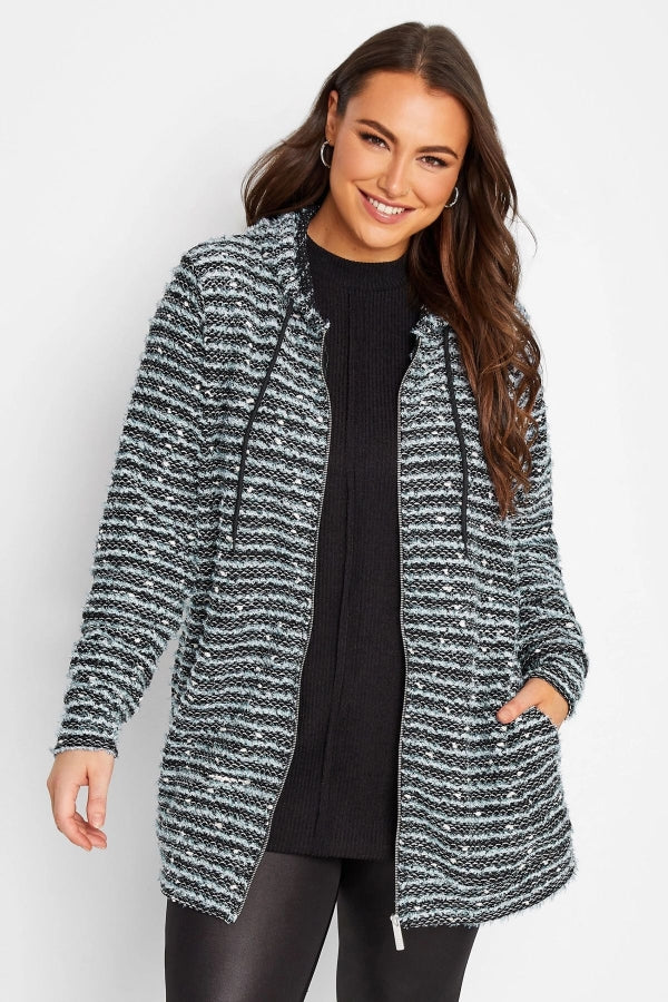 Büyük Beden Kapüşonlu Cep Detaylı Yarasa Kol Hırka 301687 Vervegrand