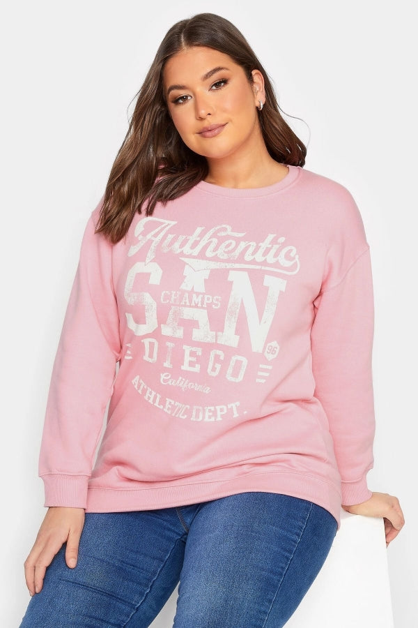 Vervegrand büyük beden kadın sweatshirt pembe renk detay