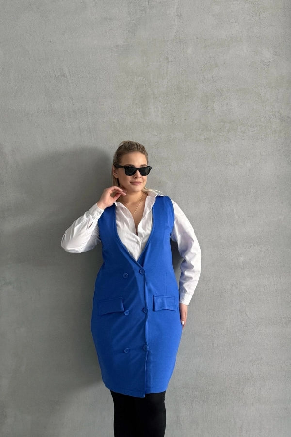 Büyük Beden Sıfır Kol Önü Düğmeli Cep Görünümlü Hırka 300862 Vervegrand