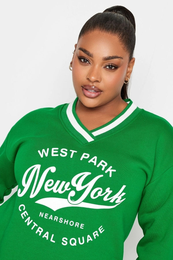 Vervegrand büyük beden yeşil sweatshirt detay görünüm