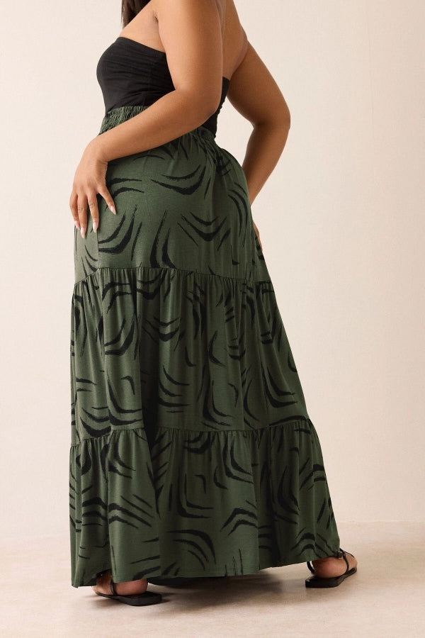 Büyük Beden Bürümcük Kumaş Çiçek Desenli Beli Lastikli Etek 304236 Vervegrand