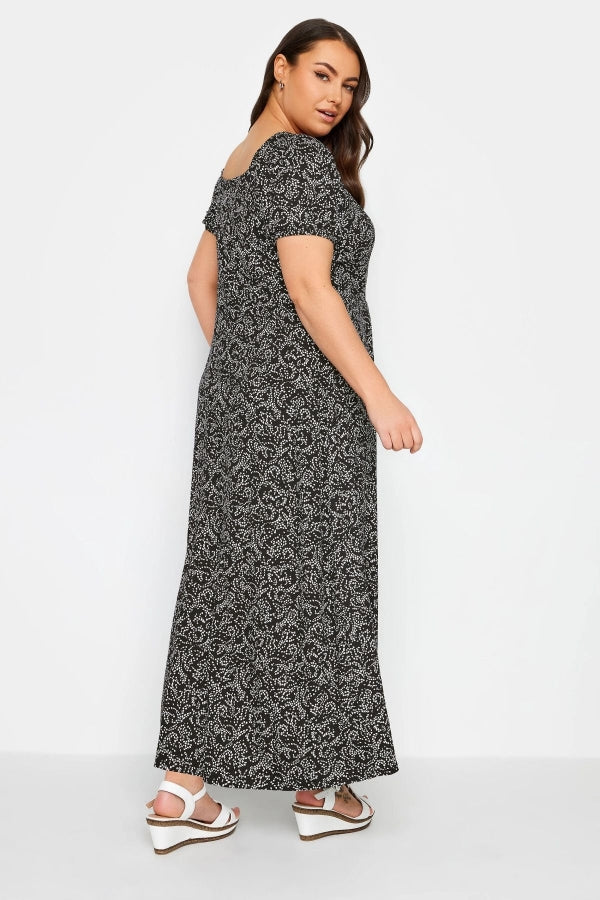 Büyük Beden V Yaka Kısa Kollu Likralı Anvelop Elbise 302642 Vervegrand