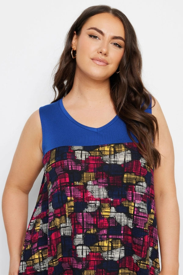 Büyük Beden Sıfır Kol V Yaka Desenli Likralı Bluz 303350 Vervegrand