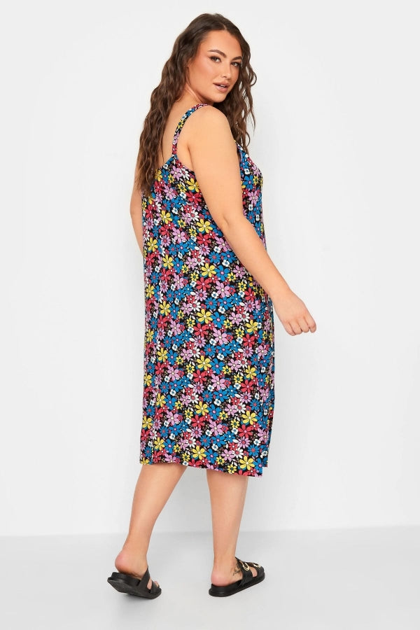 Büyük Beden Yanları Yırtmaç Detaylı İnce Askılı Kısa Boy Elbise 302297 Vervegrand