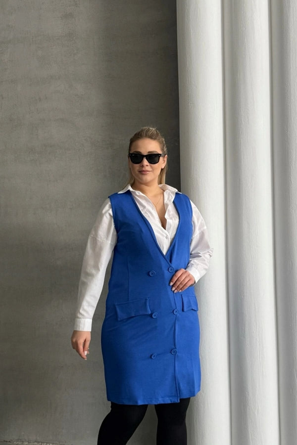 Büyük Beden Sıfır Kol Önü Düğmeli Cep Görünümlü Hırka 300862 Vervegrand