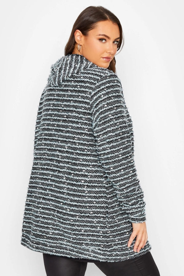 Büyük Beden Kapüşonlu Cep Detaylı Yarasa Kol Hırka 301687 Vervegrand