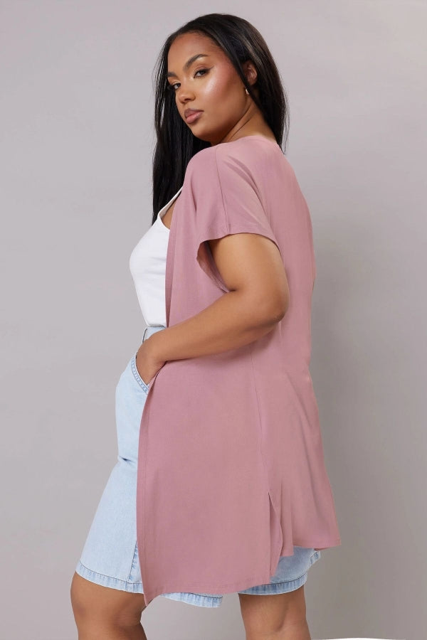 Büyük Beden Kısa Kollu Önü Kapamasız İnce Hırka 322645 Vervegrand