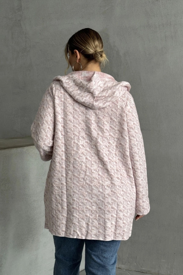 Büyük Beden Uzun Kollu Kapüşonlu Cepli Önü Kapamasız İnce Hırka 301794 Vervegrand