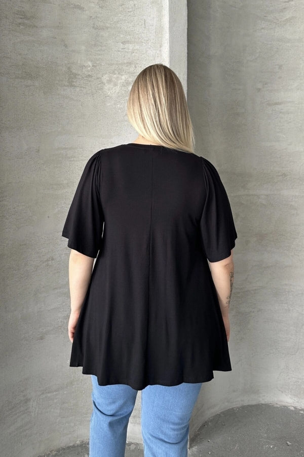 Büyük Beden İkili Paket V Yaka Desensiz Asimetrik Kesim Likralı Bluz 320315x2 Vervegrand