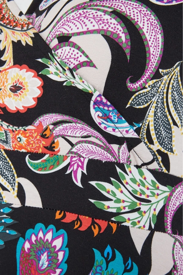 Büyük Beden V Yaka Kısa Kollu Likralı Anvelop Elbise 302224 Vervegrand