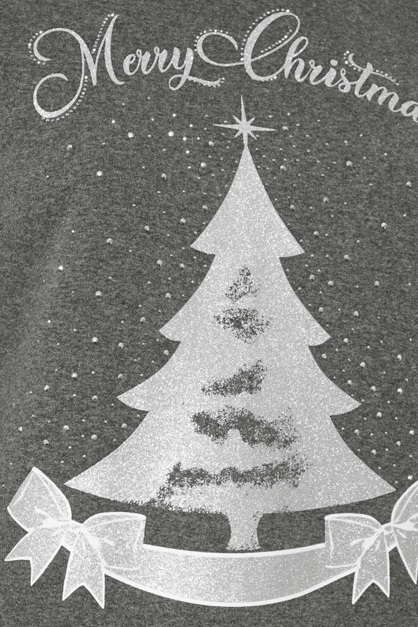 Büyük Beden Yılbaşı Temalı Bisiklet Yaka Uzun Balon Kollu Sweatshirt 303748 Vervegrand