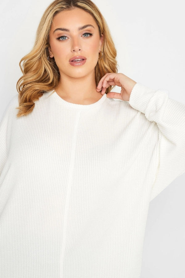 Büyük Beden Bisiklet Yaka Uzun Kollu Yumuşak Dokulu Bluz 301416 Vervegrand