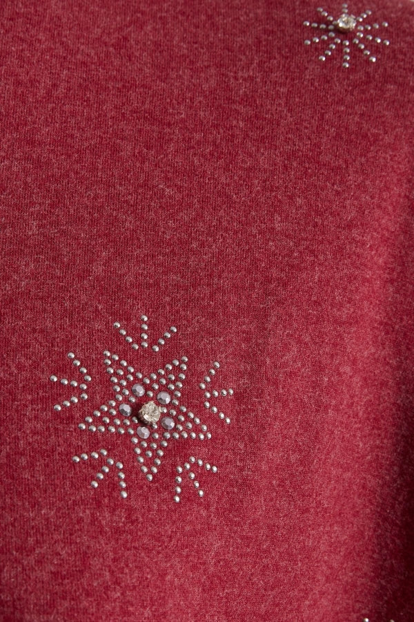 Büyük Beden Yıldız Taş İşleme Detaylı Bisiklet Yaka Yarasa Kol Bluz 300221 Vervegrand