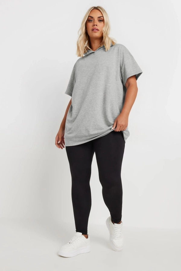 Büyük Beden Kısa Kollu Kapüşonlu Sweatshirt 303553 Vervegrand