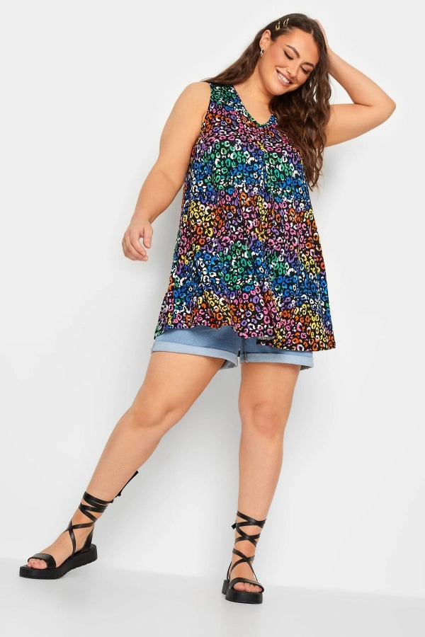 Büyük Beden V Yaka Desenli Asimetrik Kesim Likralı Bluz 302258 Vervegrand