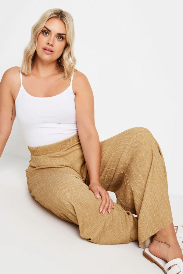 Büyük Beden Beli Lastikli Cepsiz Geniş Paça Pantolon 303312 Vervegrand