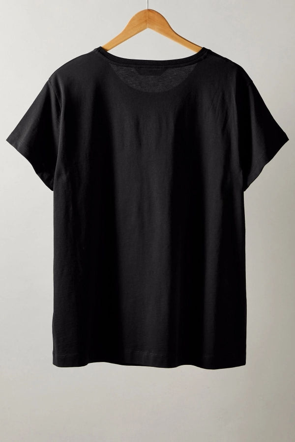 Büyük Beden Bisiklet Yaka Kısa Kollu Taş Yapıştırma Basic T-shirt 615350 Vervegrand
