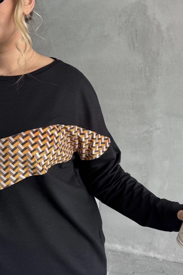 Büyük Beden Bisiklet Yaka Uzun Kollu Önü Baskılı Sweatshirt 300282 Vervegrand